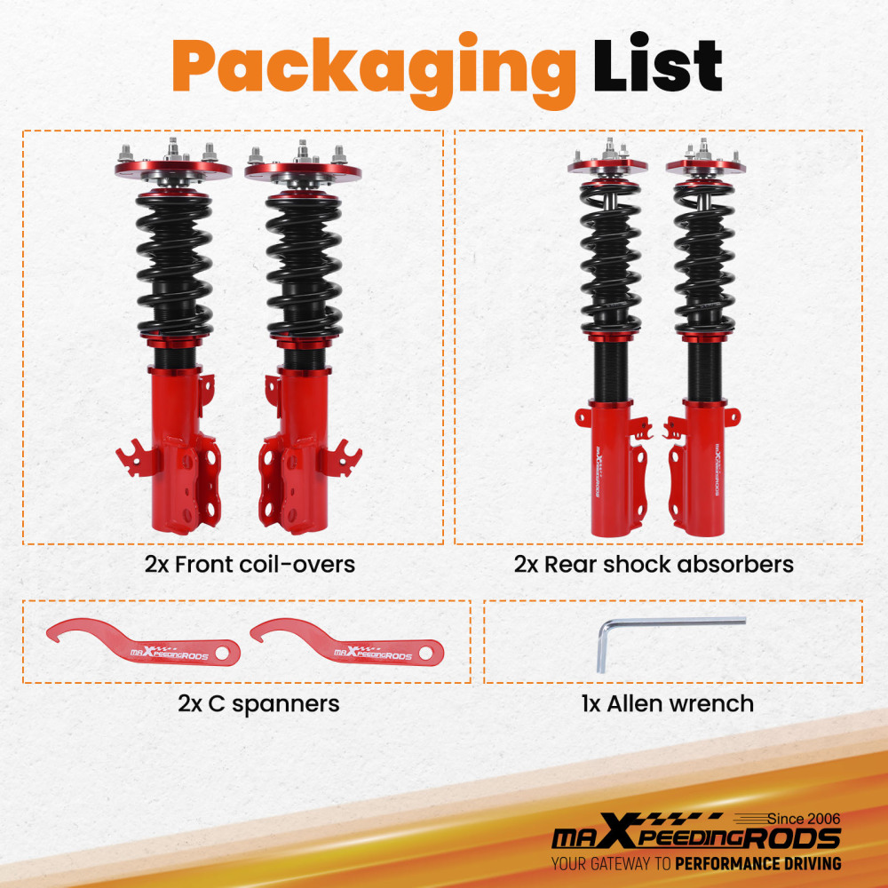 MaXpeedingrods 24 Click Damper Coilovers Suspension compatible for Toyota Camry 1992-2001