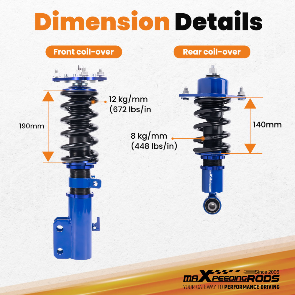 Coilovers Kits compatible for Toyota Celica 2000-2006 Height Adj. Coil Spring Shock Struts