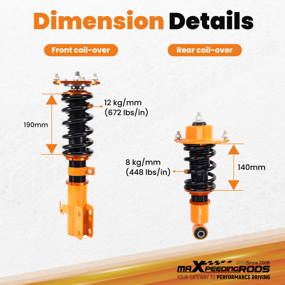 Tuning Coilover Assembly compatible for Toyota Celica 00-06 Coilovers Suspension Shocks