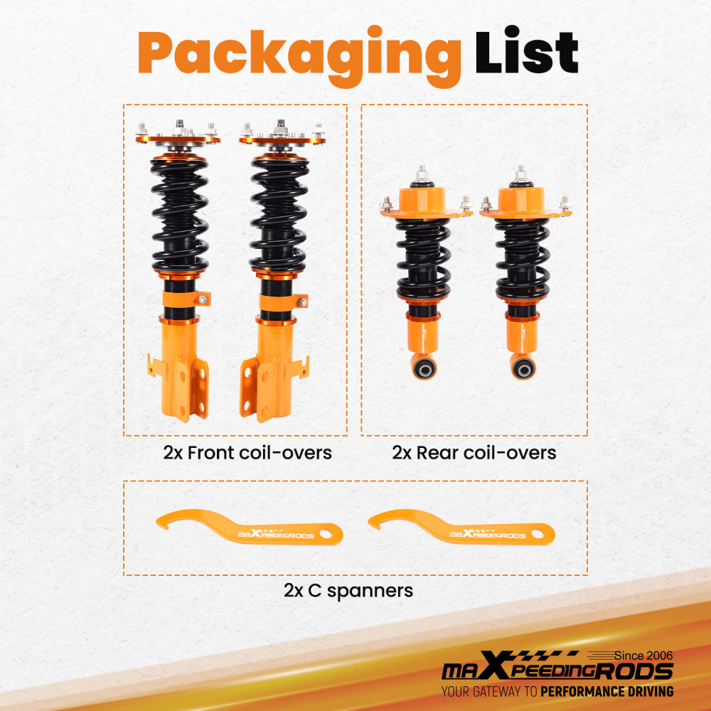 Kit sospensione coilover anteriore e posteriore compatibile per Toyota Celica 16V 2000-2006 Lowering Kit