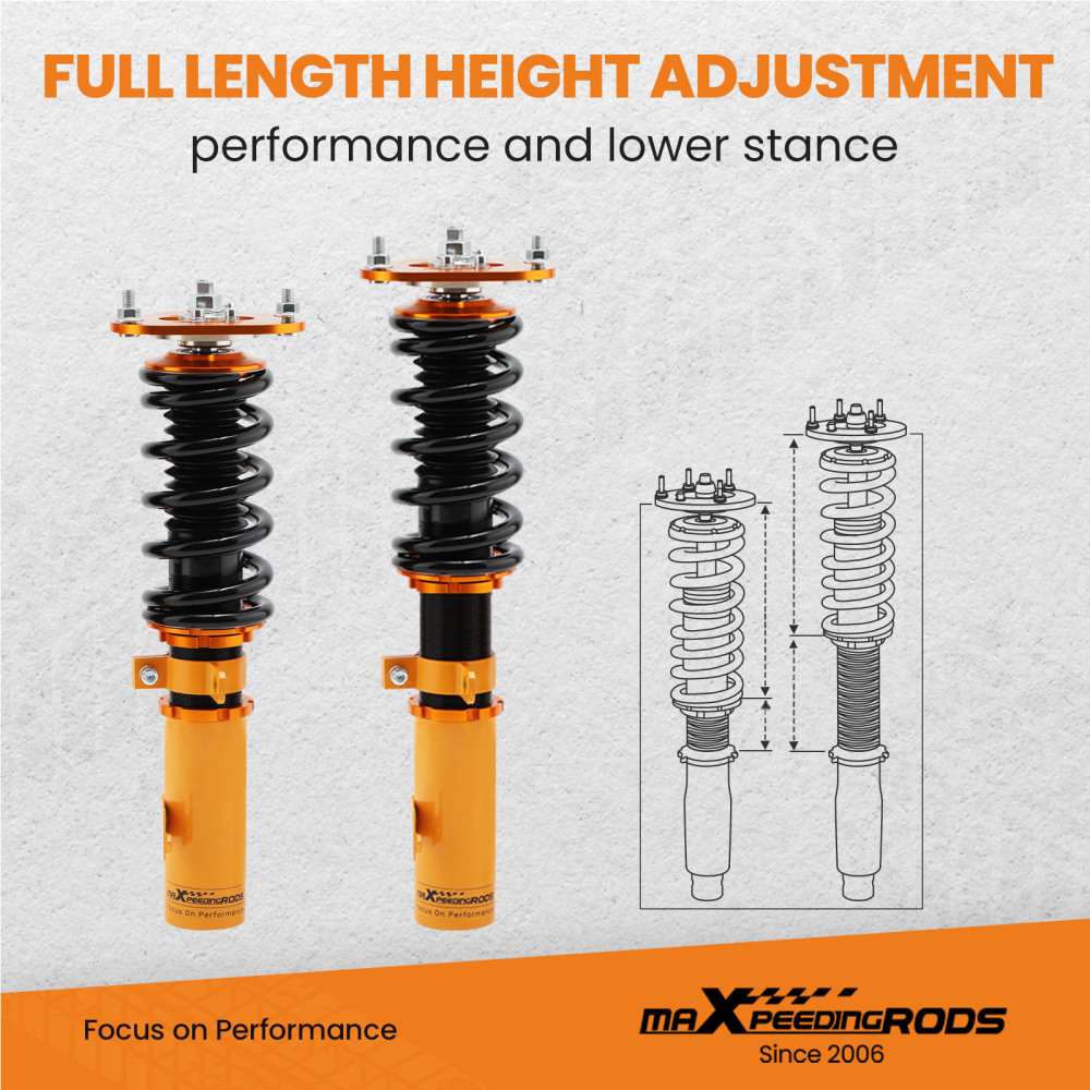 Coilovers Kit compatible for Toyota Celica 2000-06 Adj. Height Shock Struts w/z Top Mounts Lowering Kit