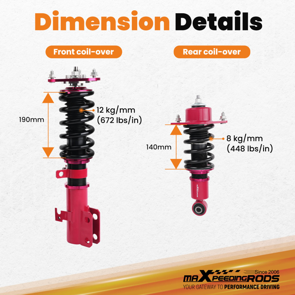 Complete Coilover Kits compatible for Toyota Celica 2000-2006 Coil Shock Strut Adj. Height lowering kit