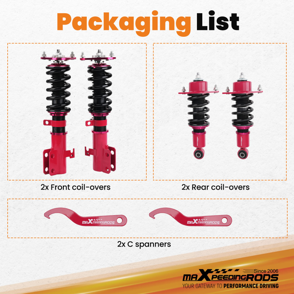 Complete Coilover Kits compatible for Toyota Celica 2000-2006 Coil Shock Strut Adj. Height lowering kit