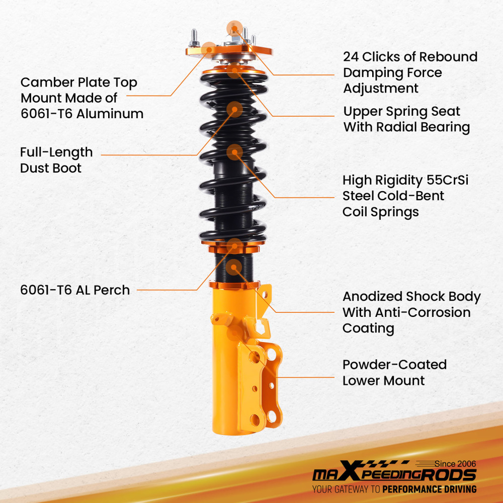 MaXpeedingrods Adjustable Damper Coilovers compatible for Toyota Celica GT 1990-1999 compatible for FWD