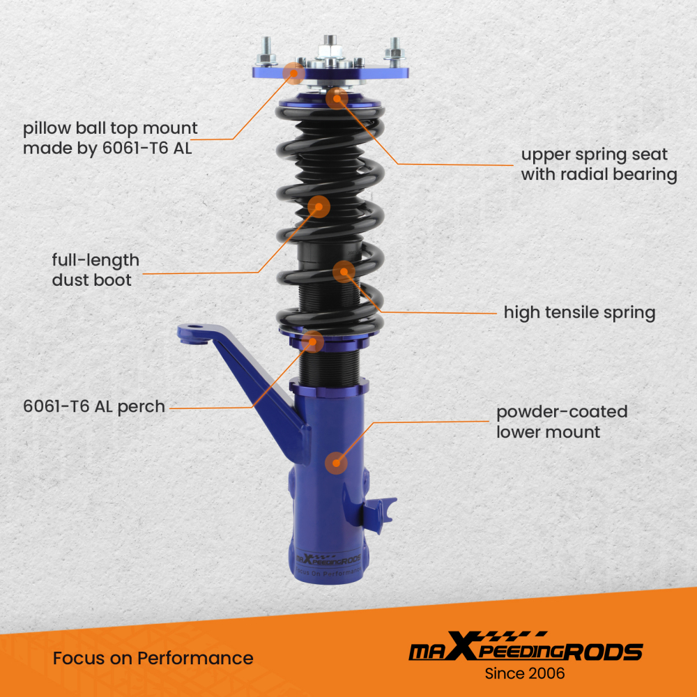 Coilovers Shock Struts Kit compatible for Honda Civic Coilover ES1 compatible for Honda Civic EU3 2001-05