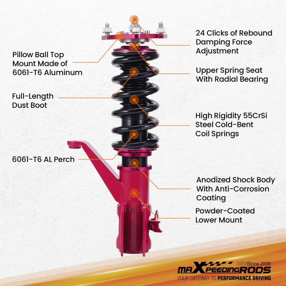 Full Coilovers Assembly Kit compatible for Honda Civic ES, ET 01-05 Coilover Shocks Struts