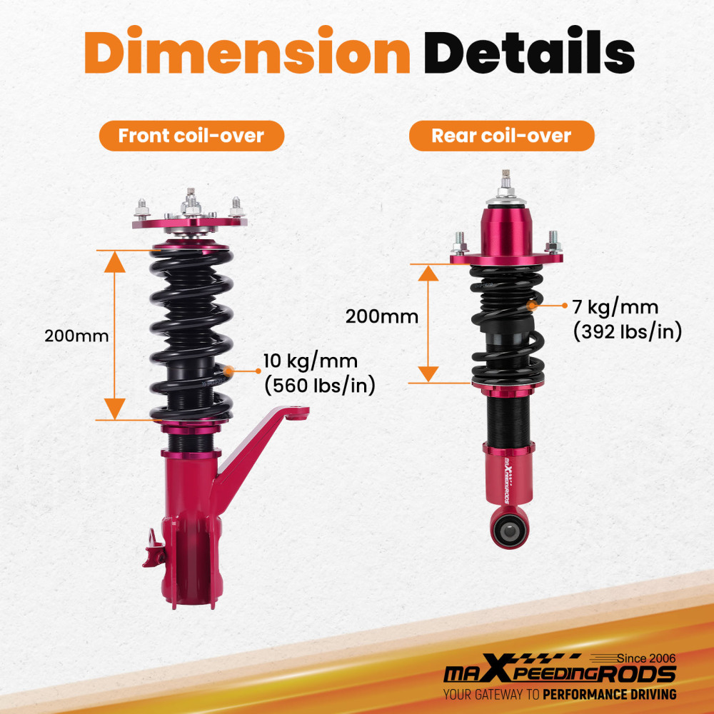 Full Coilovers Assembly Kit compatible for Honda Civic ES, ET 01-05 Coilover Shocks Struts