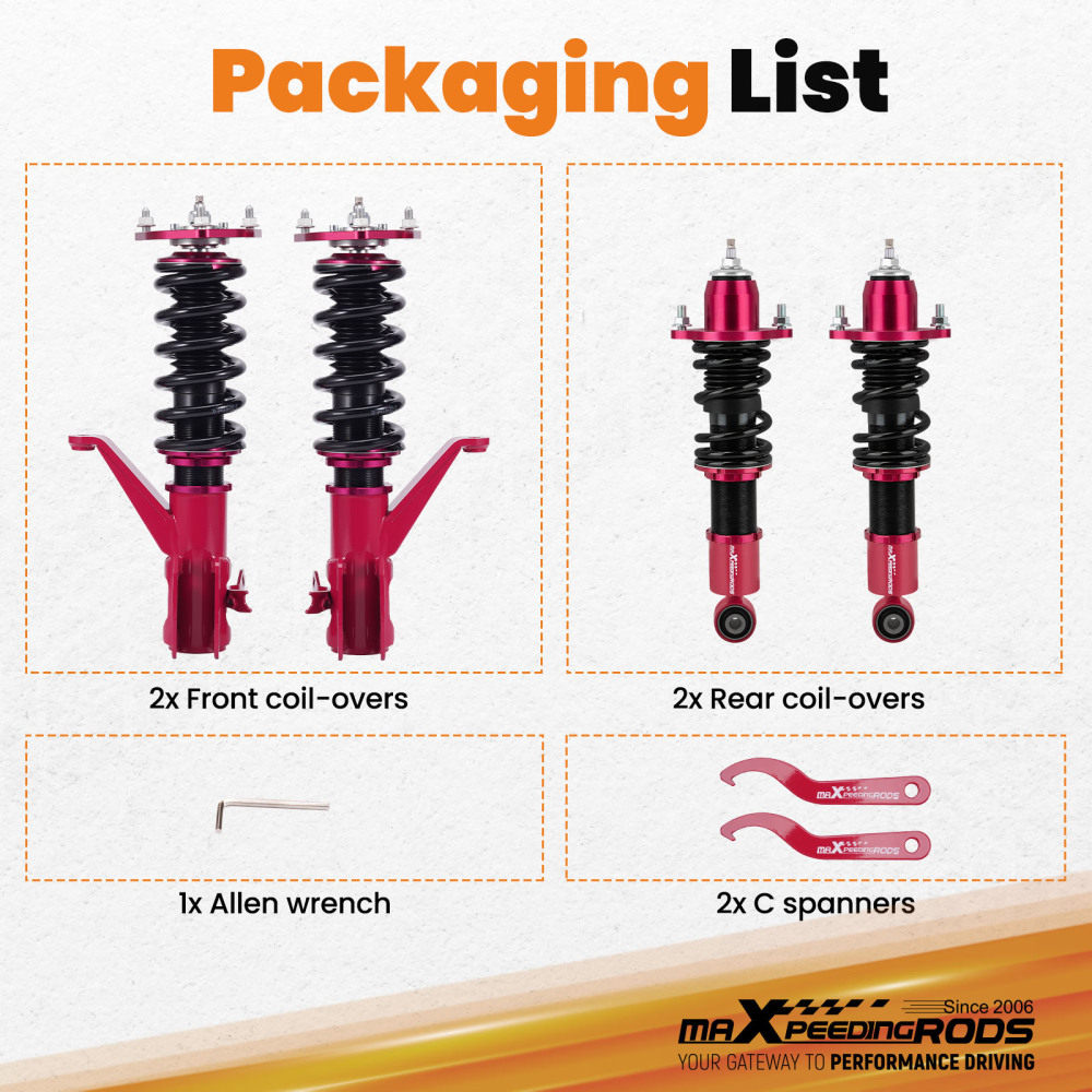 Full Coilovers Assembly Kit compatible for Honda Civic ES, ET 01-05 Coilover Shocks Struts