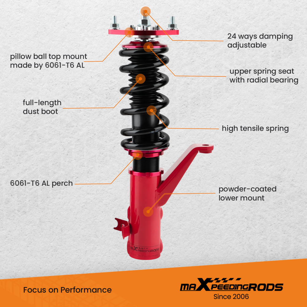 Full Coilovers Assembly Kit compatible for Honda Civic ES, ET 01-05 Coilover Shocks Struts