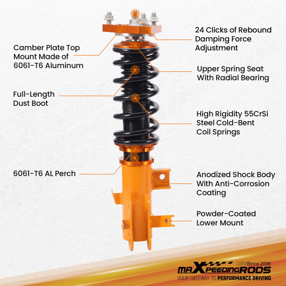 Coilover Shock+Spring+Camber 24 way compatible for Honda Civic 12-15 Si 12-13