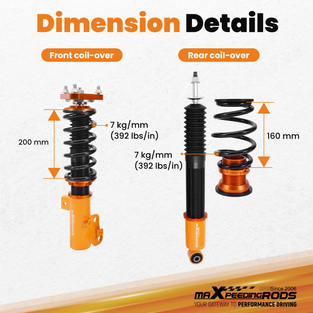 Compatible for Honda Civic 2012-2015 Si 2012-2016 Only Adj Height Shocks New Coilovers Kits Lowering Kit