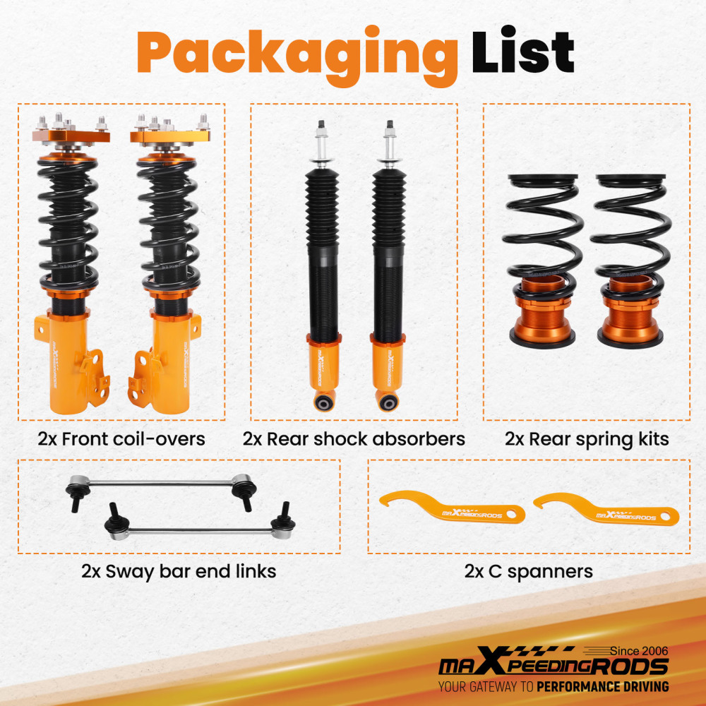 Compatible for Honda Civic 2012-2015 Si 2012-2016 Only Adj Height Shocks New Coilovers Kits Lowering Kit