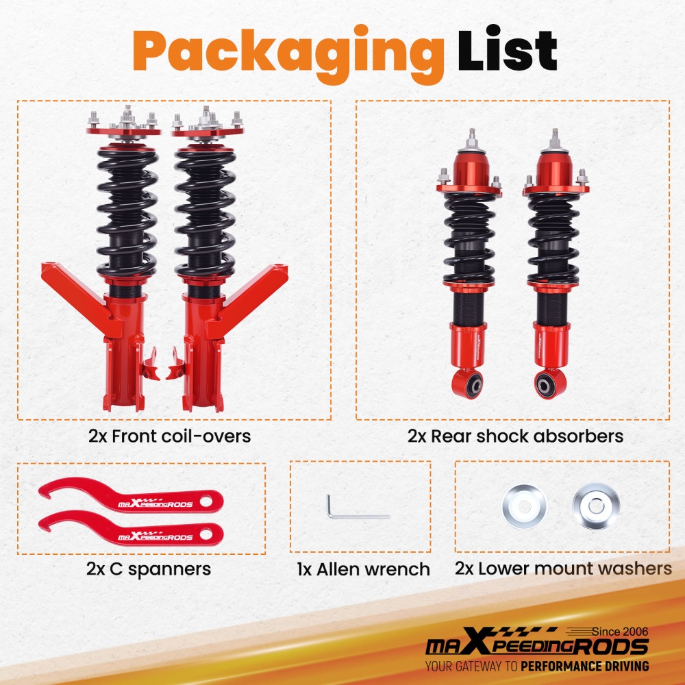 24 Ways DamperHeight Adjustment Coilover compatible for Honda Civic Coupe 01-05