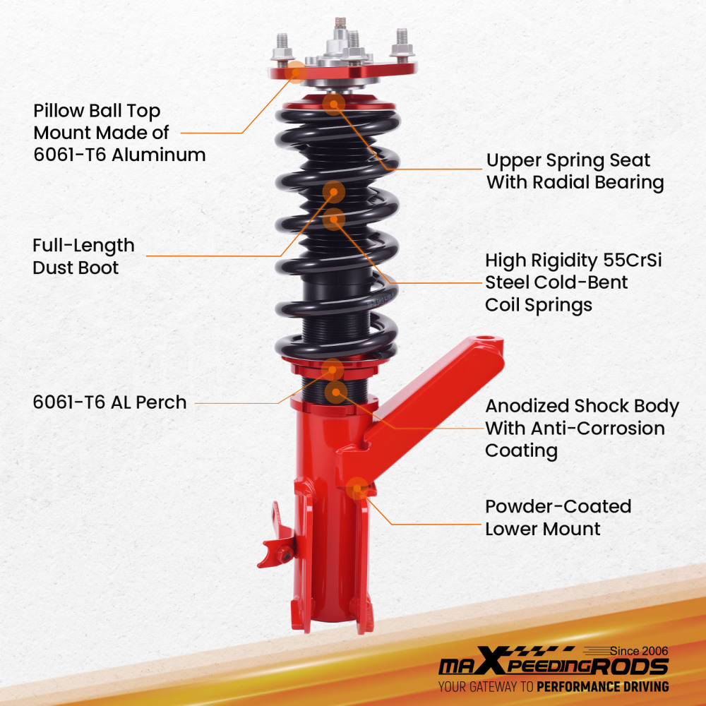 24 Way Damper Coilovers Lowering KitControl Arms compatible for Honda Civic 2001-2005