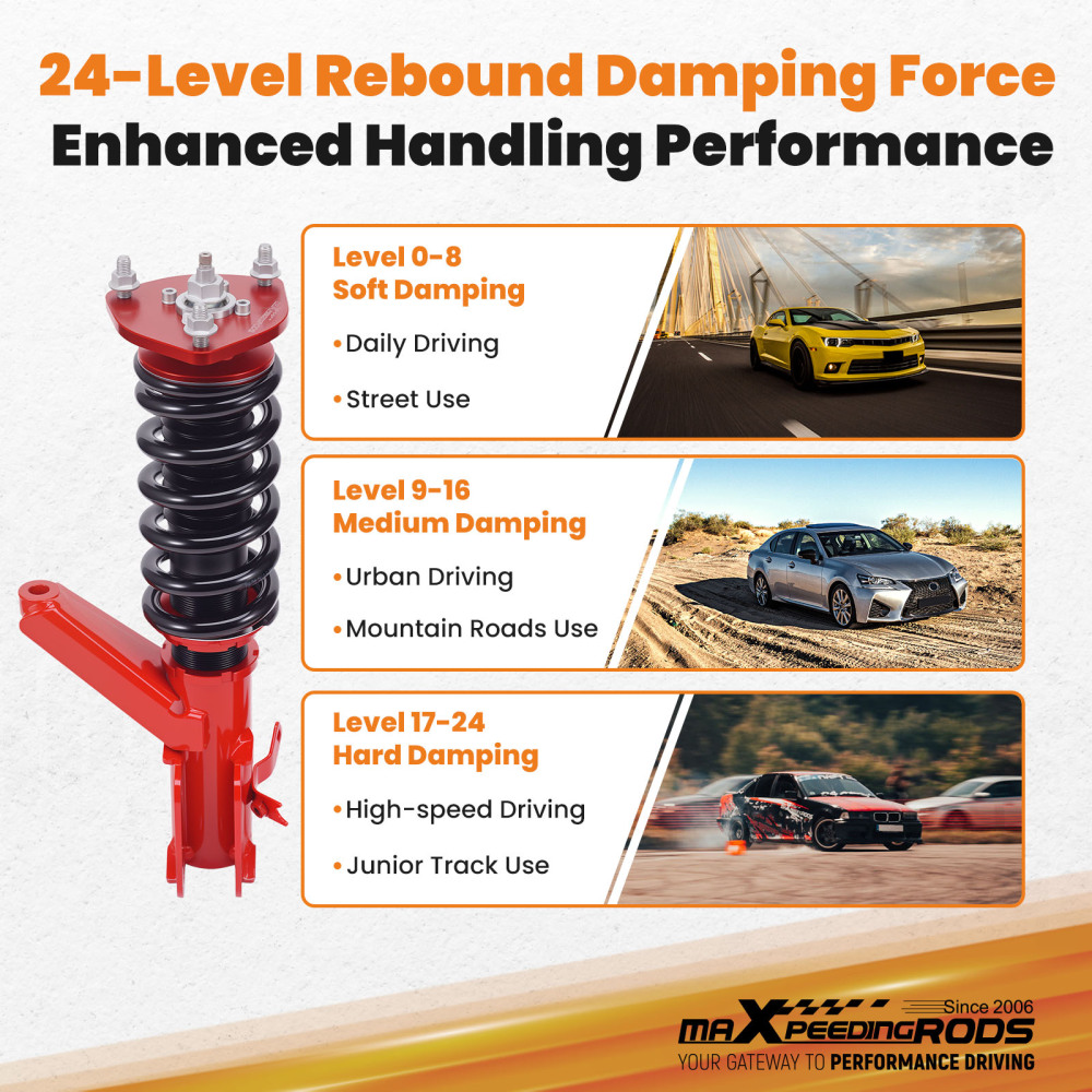24 Way Damper Coilovers Lowering KitControl Arms compatible for Honda Civic 2001-2005