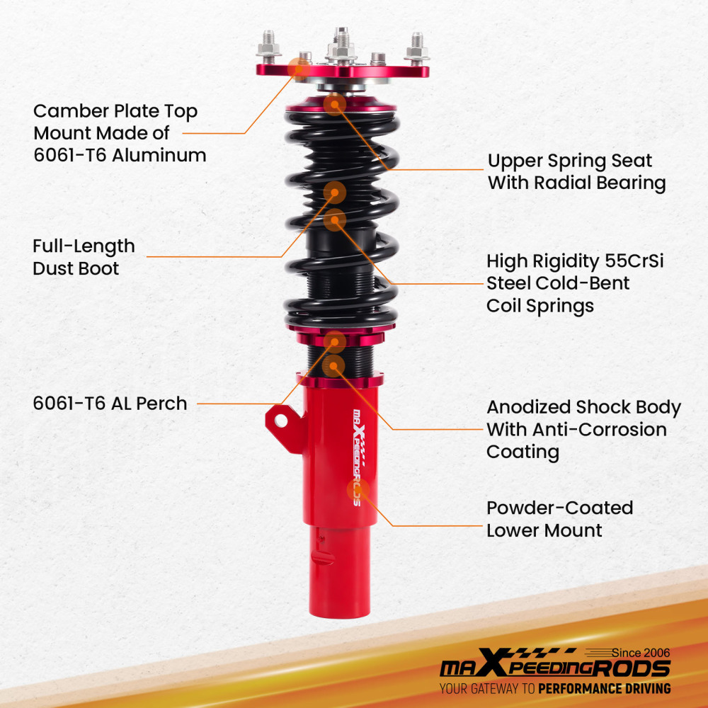 Coilovers Lowering Kit compatible for Honda Civic Coupe/ Sedan 16-21 FC (50mm)