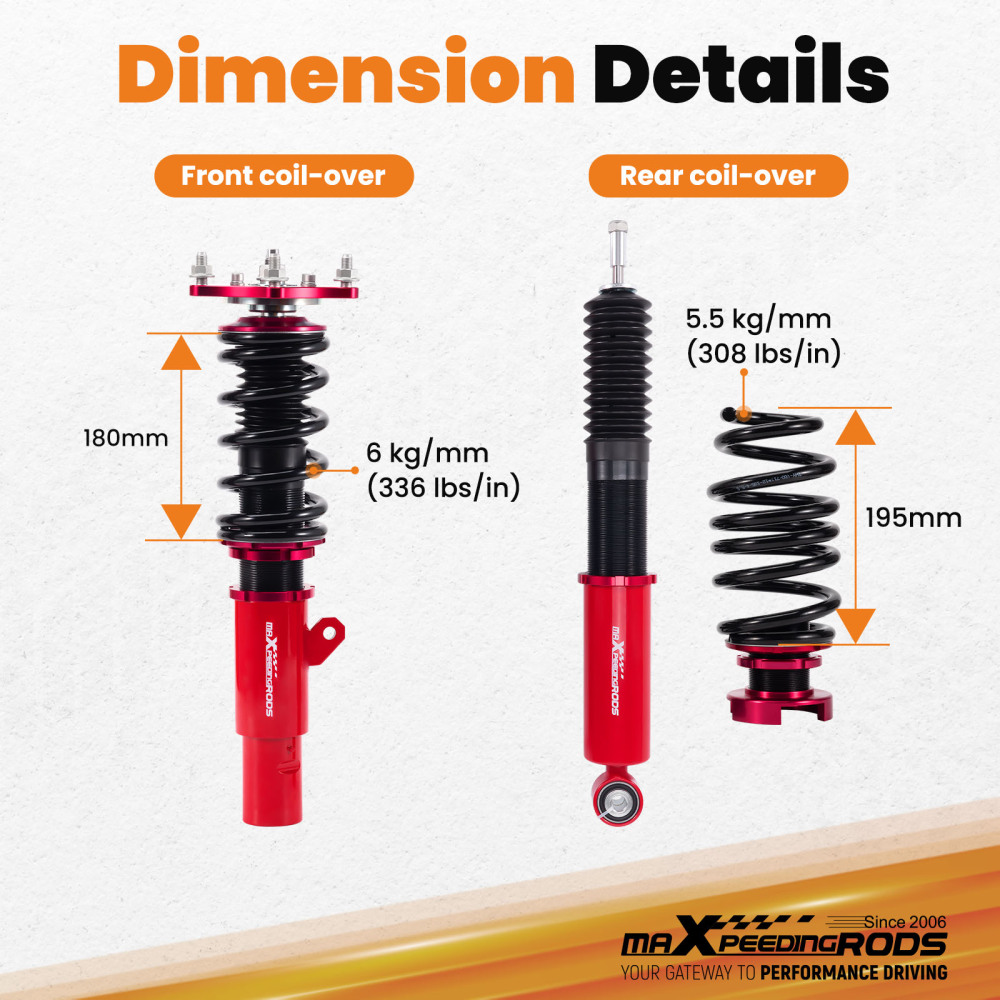 Coilovers Lowering Kit compatible for Honda Civic Coupe/ Sedan 16-21 FC (50mm)