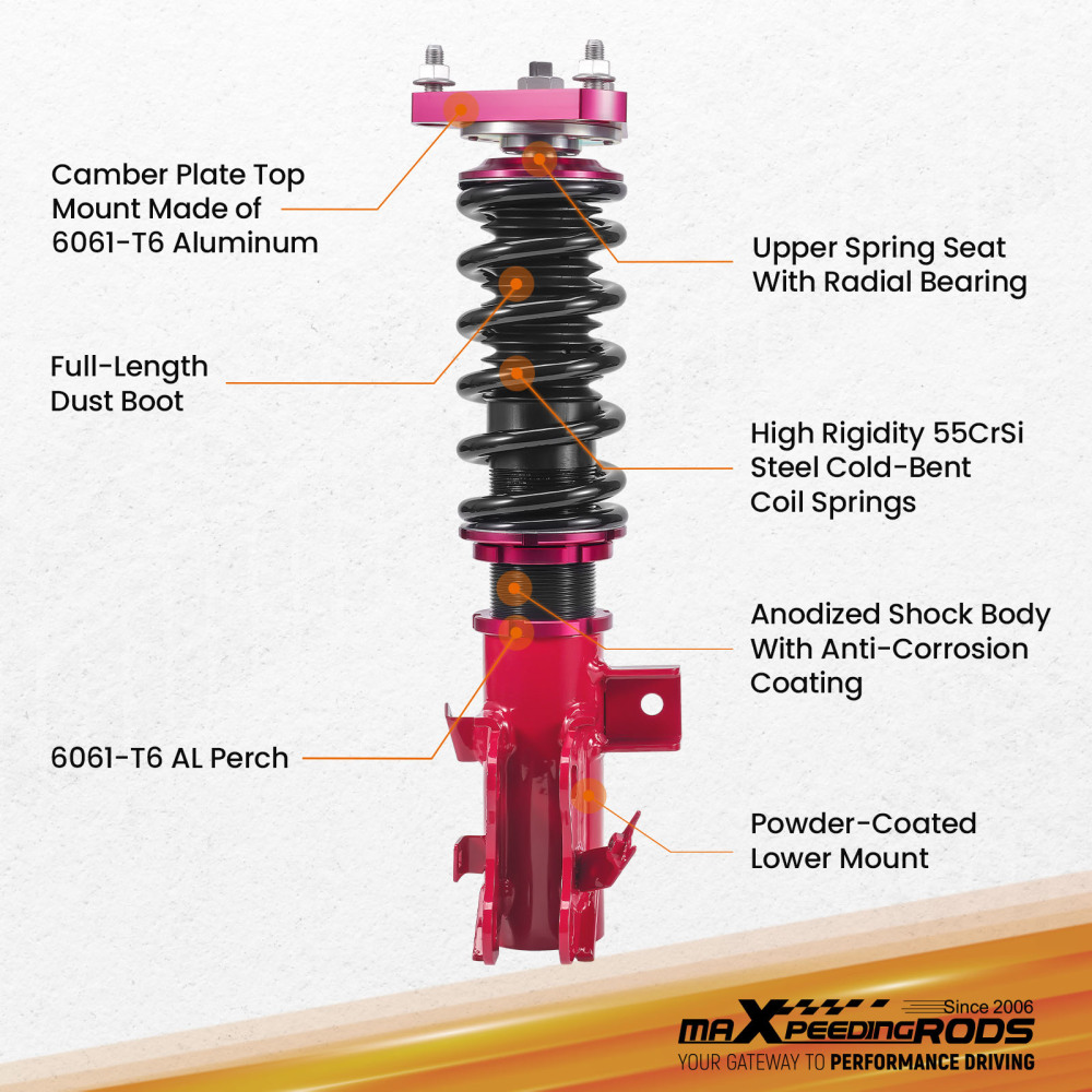 MaXpeedingrods Street Coilovers compatible for Honda Civic Si 2014-15 Fully Adjustable