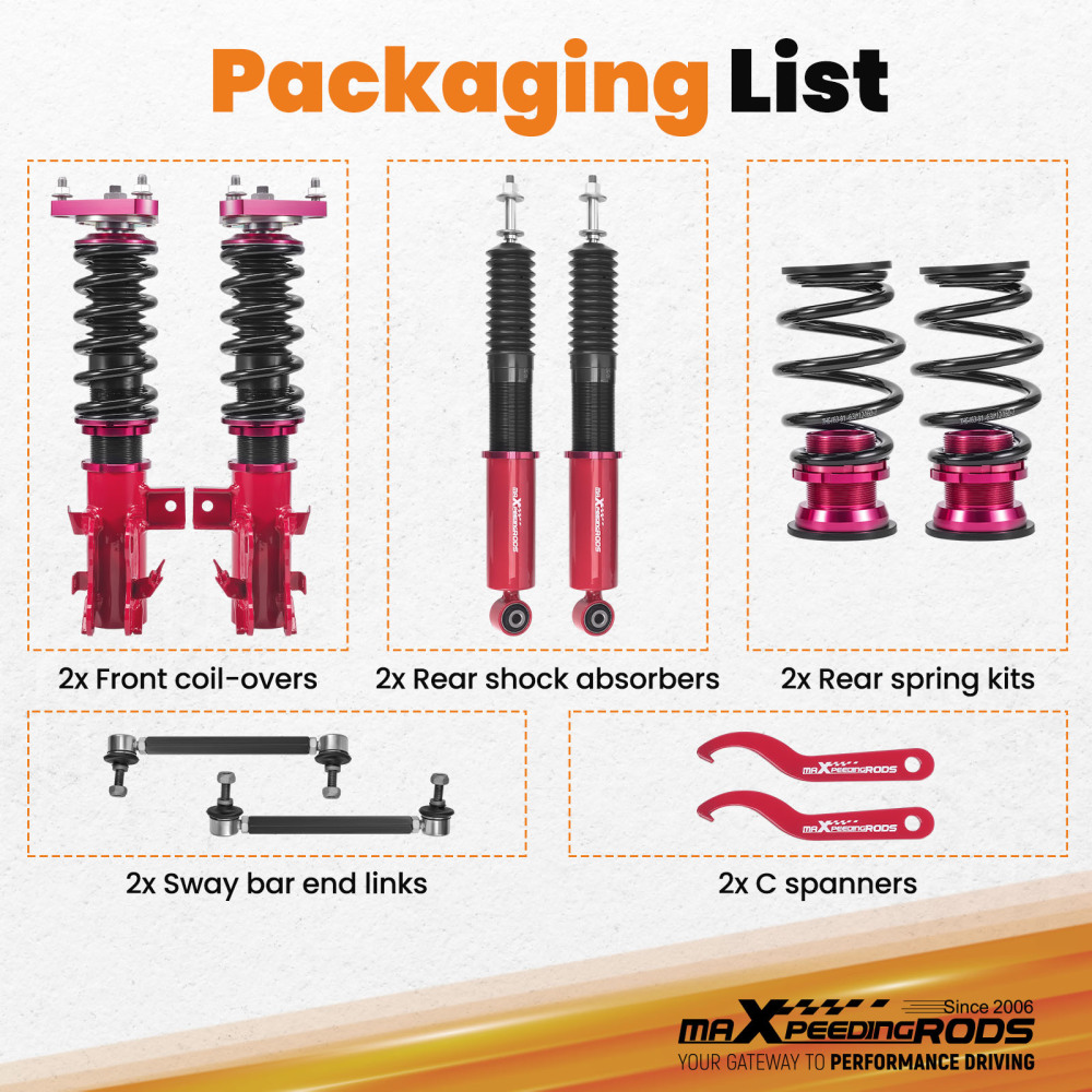 MaXpeedingrods Street Coilovers compatible for Honda Civic Si 2014-15 Fully Adjustable
