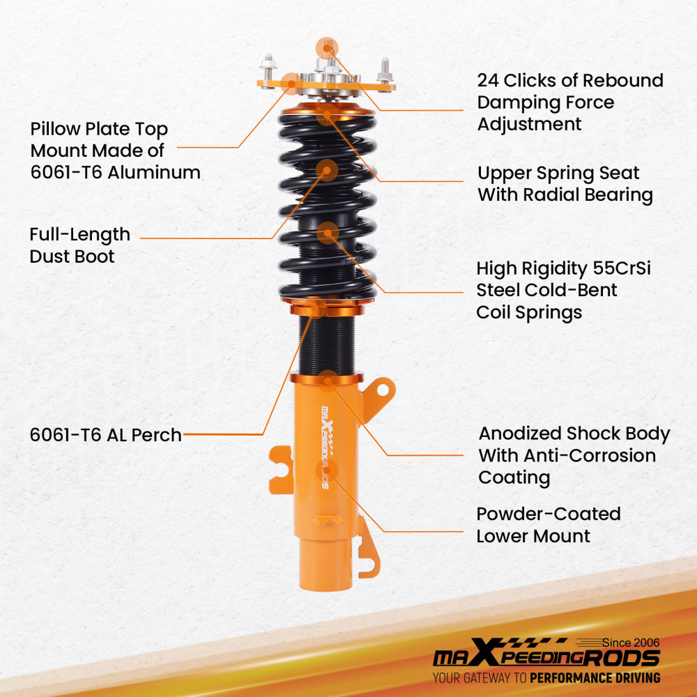 Racing Coilover compatible for Mini Cooper 02-2006 Adjustable Damper Shock Absorbers Struts Lowering Kit