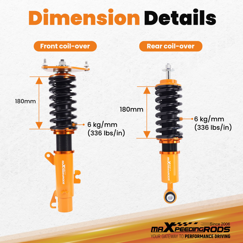 Suspension Coilover Shock+Spring compatible for Mini Cooper R52 Convertible 04-07 R50 02-06