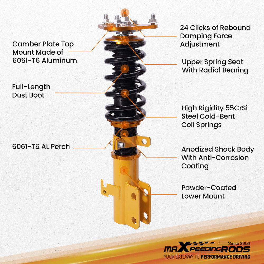 Coilovers compatible for Toyota Corolla 03-2008 Matrix Coil Spring Shock Struts Adj. Damper Lowering Kit