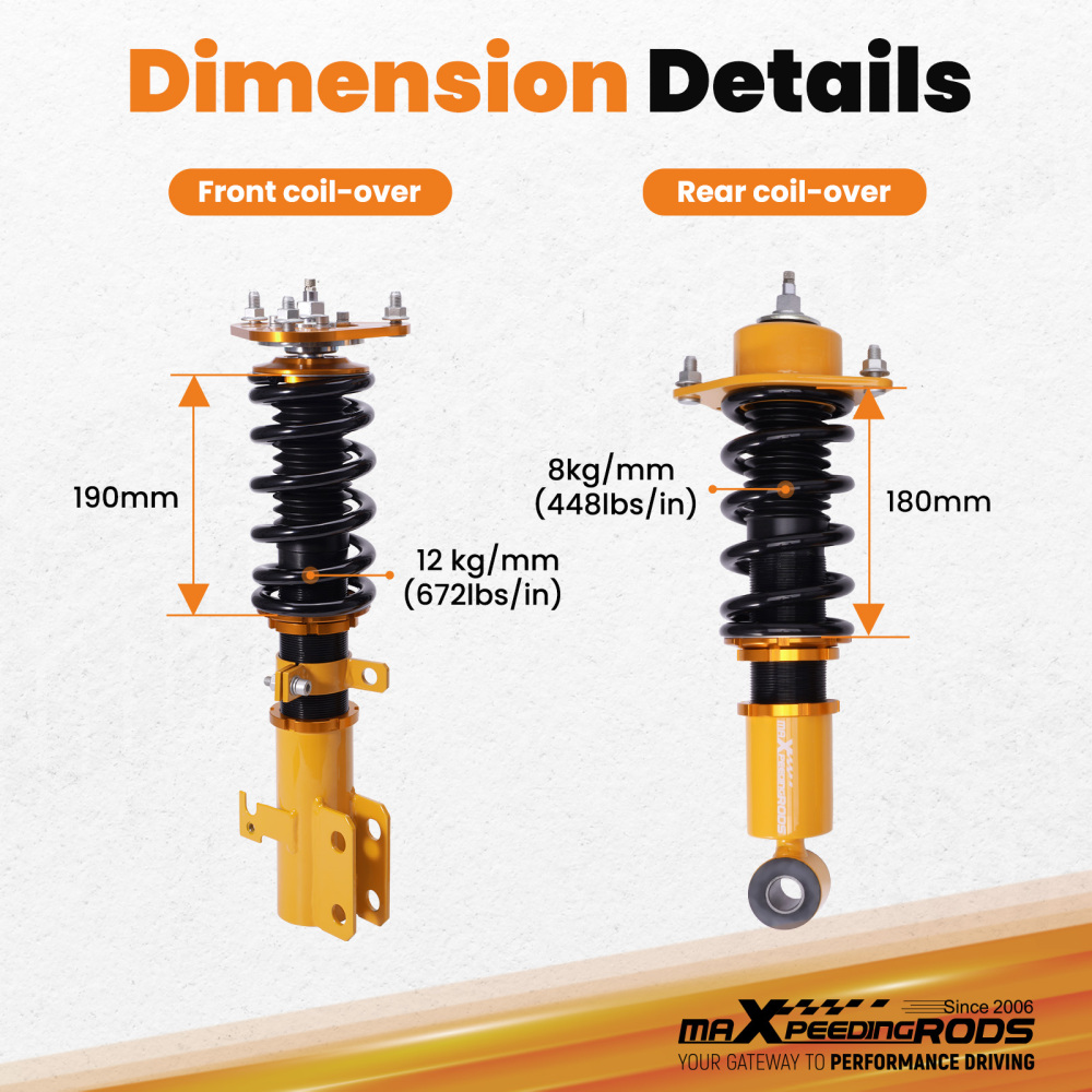 Coilovers compatible for Toyota Corolla 03-2008 Matrix Coil Spring Shock Struts Adj. Damper Lowering Kit