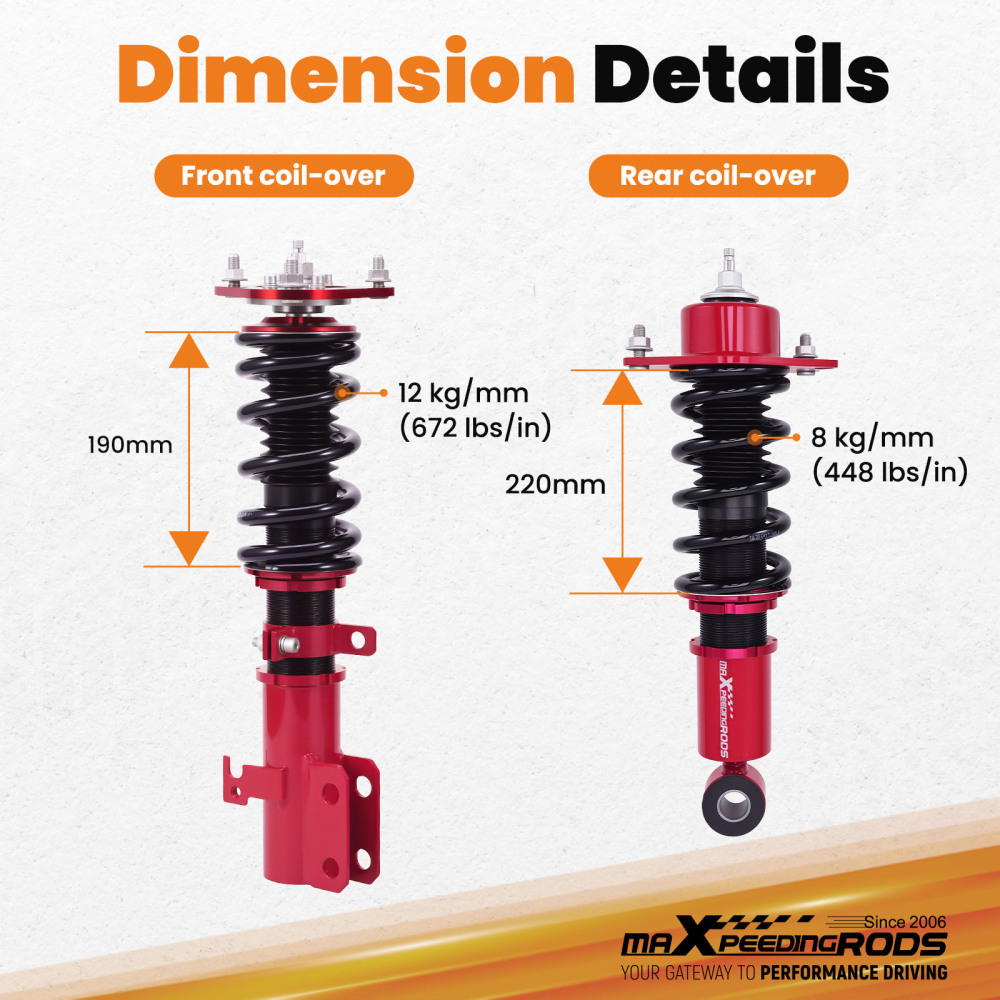 Coilover Kit 24-Way compatible for Toyota Corolla E120 01-07 Height Adjustable Suspension