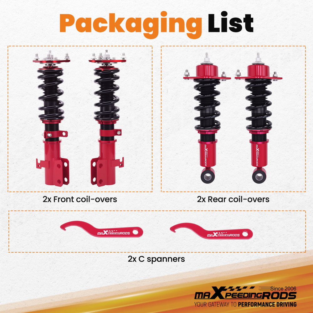 Coilover Kit 24-Way compatible for Toyota Corolla E120 01-07 Height Adjustable Suspension