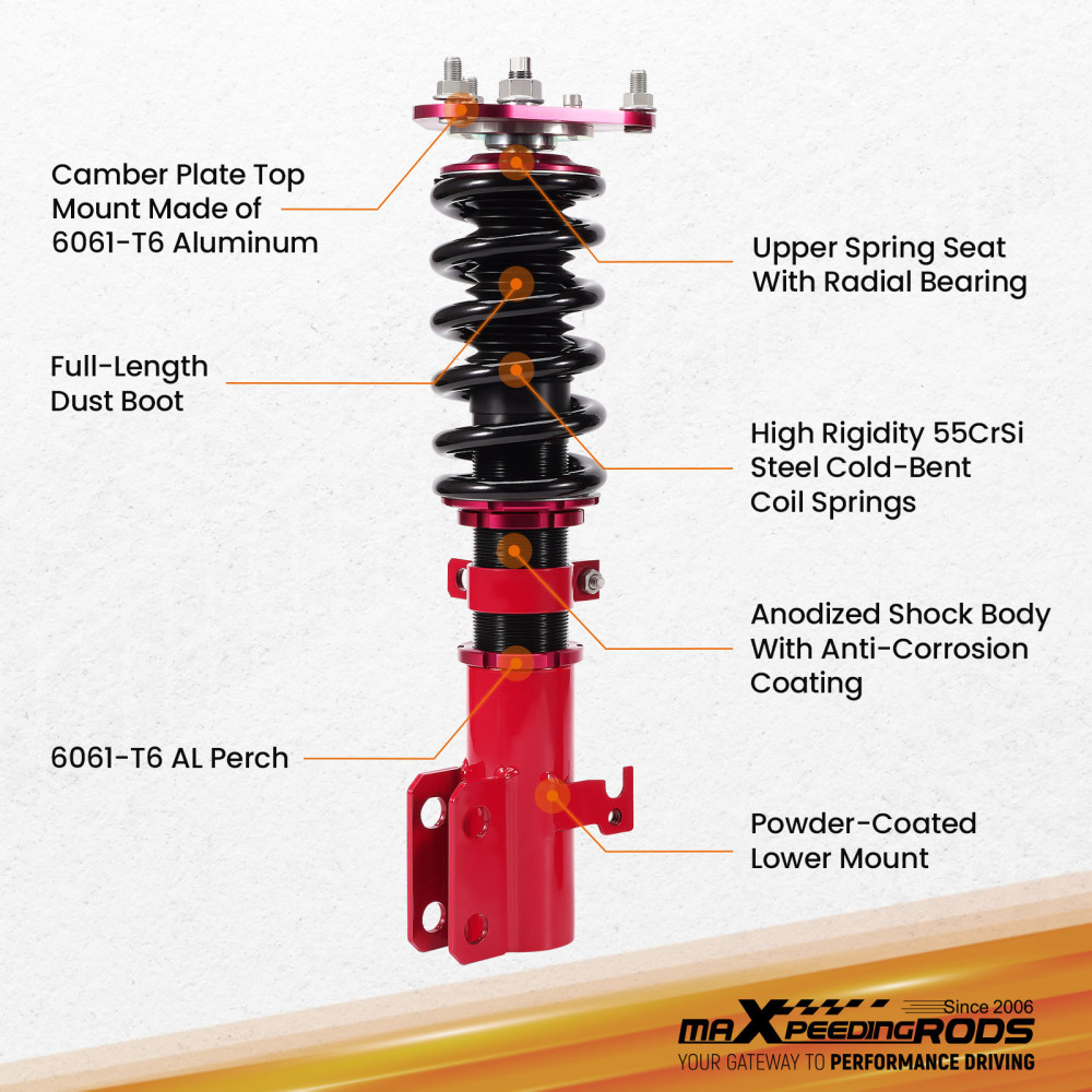 MaXpeedingrods Coilovers Shocks Suspension Kit compatible for Toyota Corolla 2003-2008