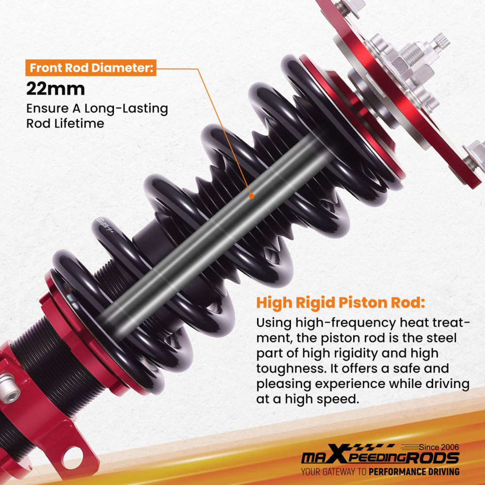 2x Front Coilover 24 Way Damper Adjustable Suspension compatible for Toyota Corolla 2009-17