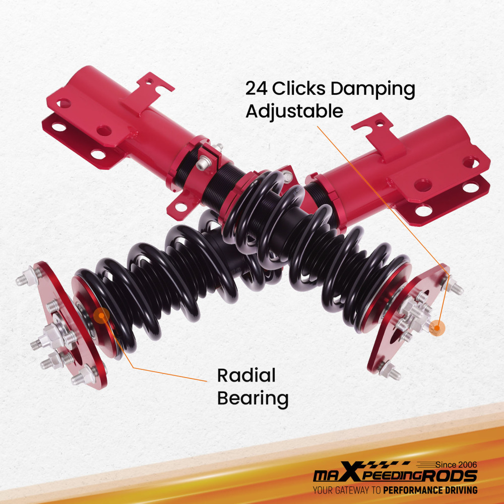 2x Front Coilover 24 Way Damper Adjustable Suspension compatible for Toyota Corolla 2009-17