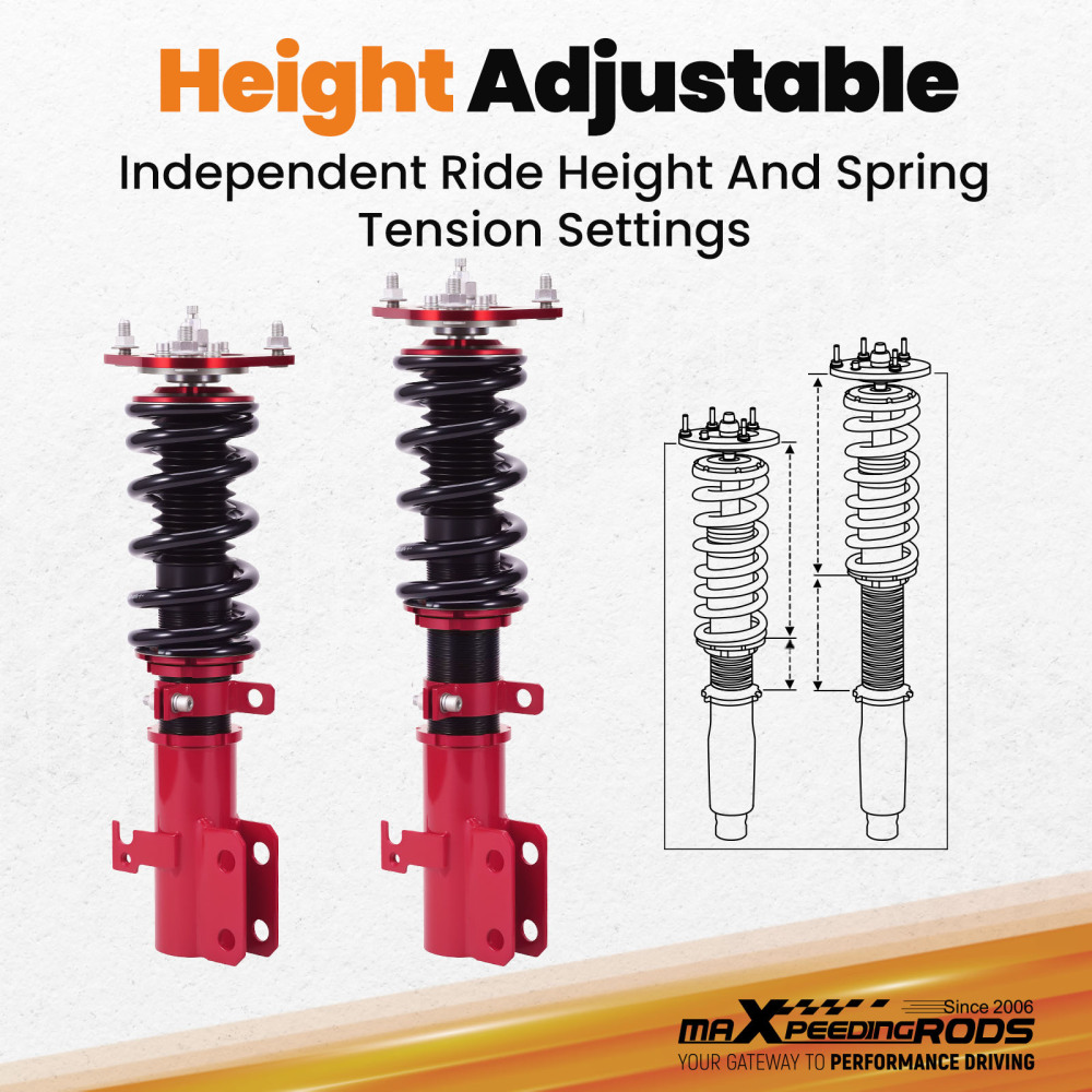2x Front Coilover 24 Way Damper Adjustable Suspension compatible for Toyota Corolla 2009-17