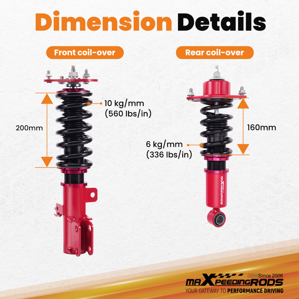 Full Coilovers 24 Way Damper Adjustable Shocks compatible for Toyota Corolla Sedan 09-18