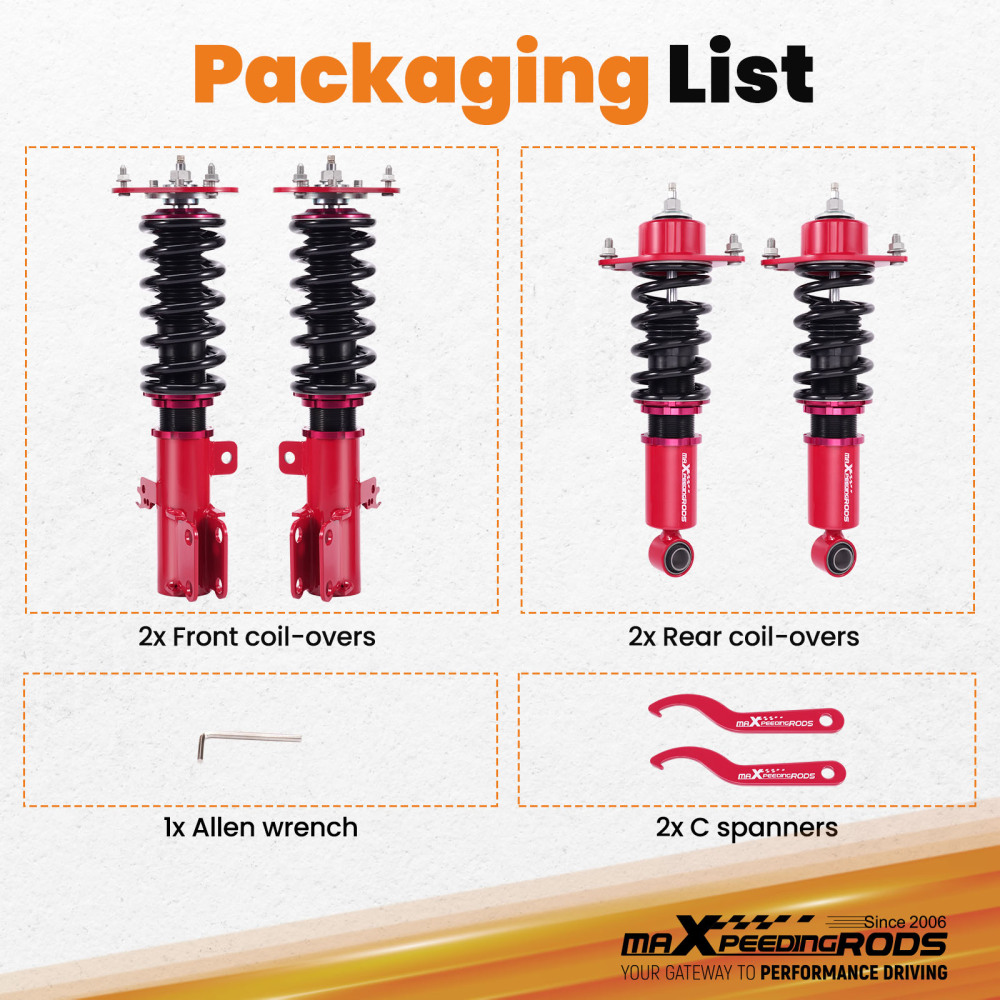 Full Coilovers 24 Way Damper Adjustable Shocks compatible for Toyota Corolla Sedan 09-18