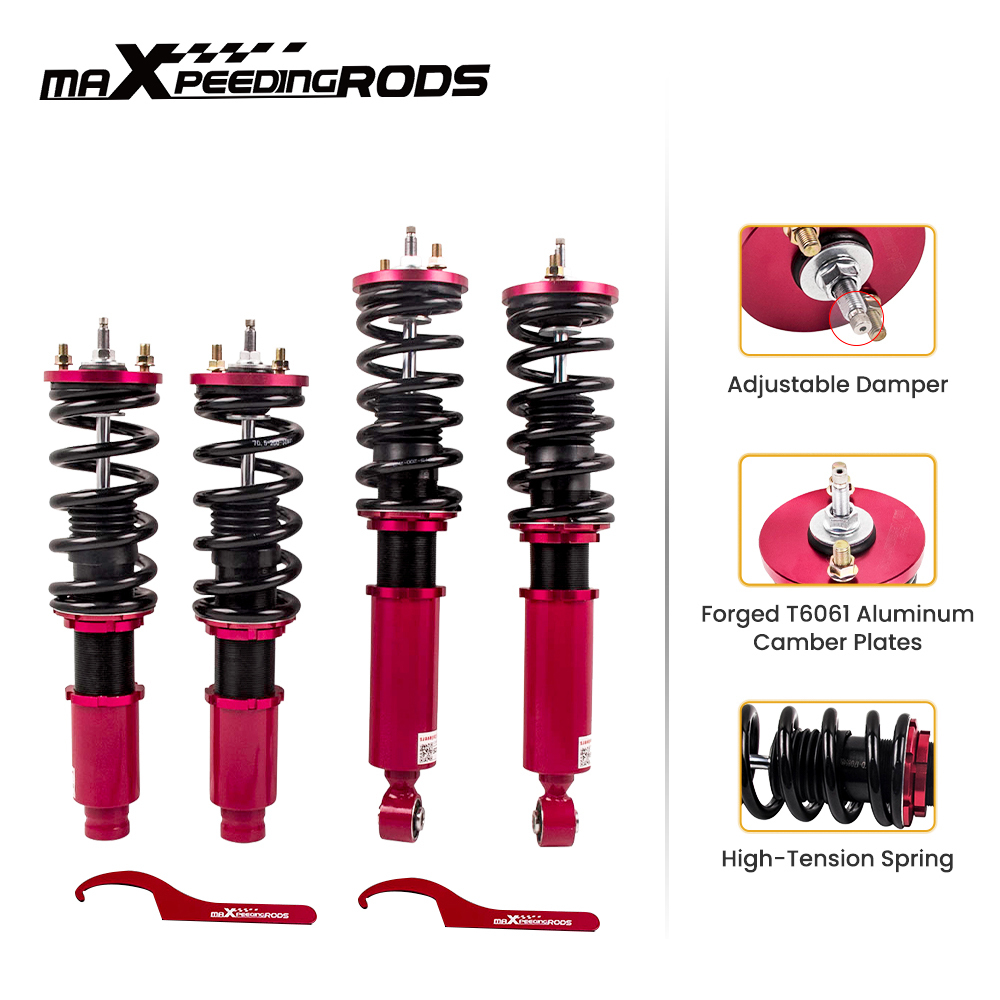 Adj. Damper Full Set compatible for HONDA CR-V 1996-2001 Coilover Absorber Kit Red lowering kit