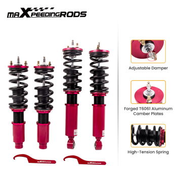 Adj. Damper Full Set compatible for HONDA CR-V 1996-2001 Coilover Absorber Kit Red lowering kit