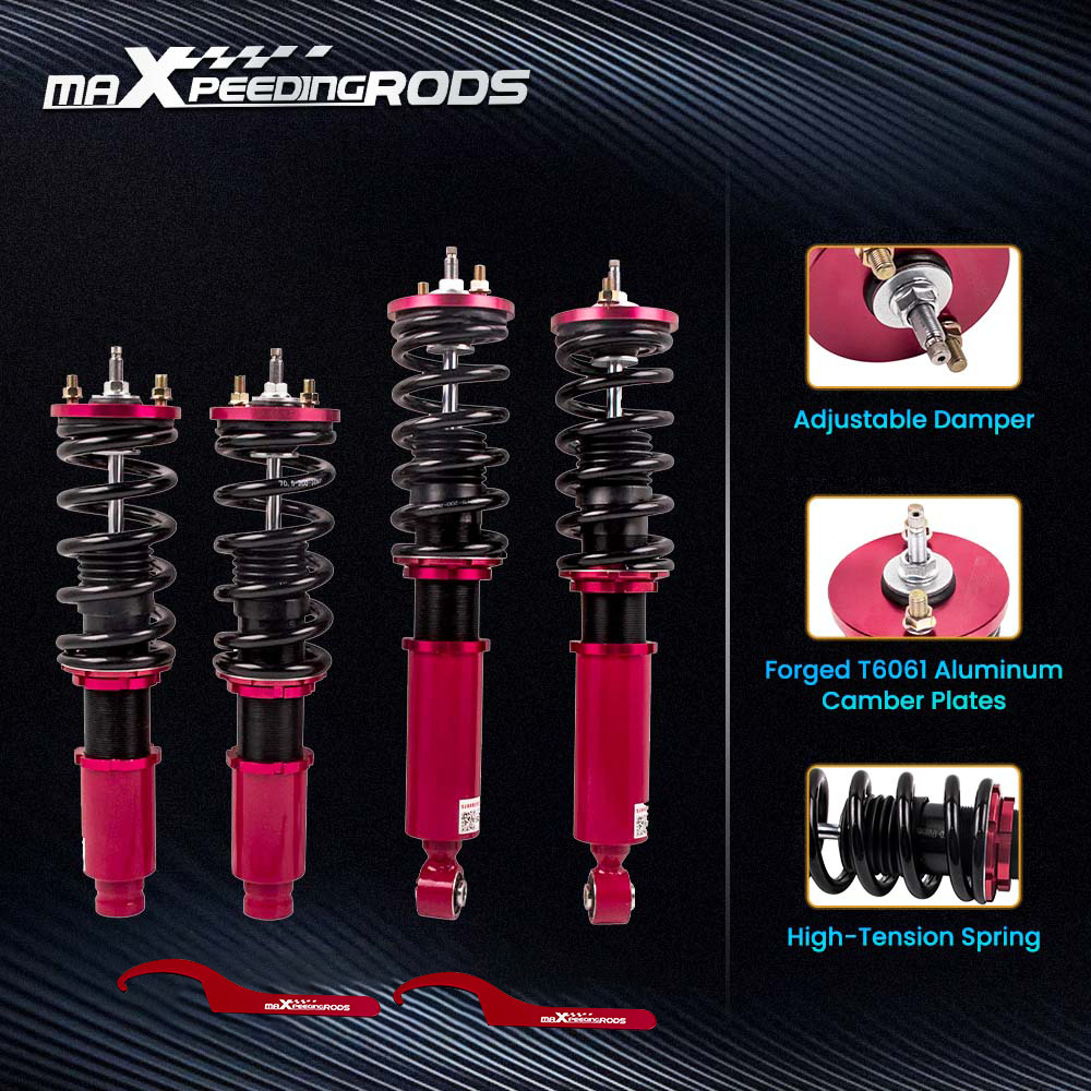 Adj. Damper Full Set compatible for HONDA CR-V 1996-2001 Coilover Absorber Kit Red lowering kit