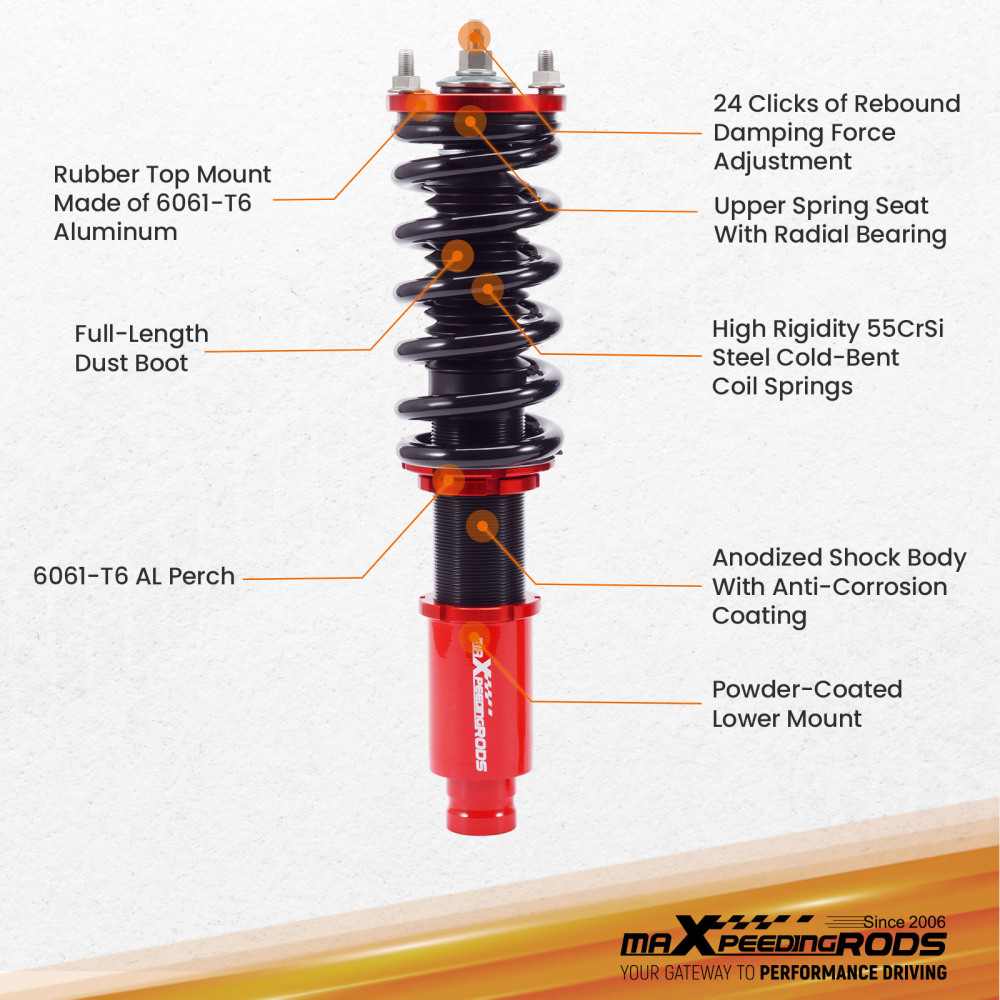 Kit ammortizzatori per auto Anteriore e Posteriore compatibile per Honda CR-V Absorber Struts Lowering Kit