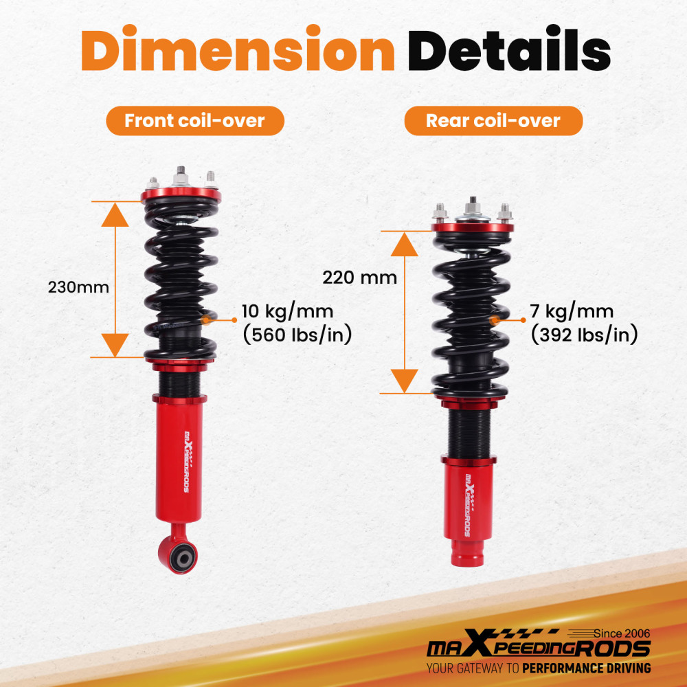 Compatible for Honda CRV 1996 1997 1998 1999 2000 2001 Front + Rear Damper BR Coilover Kits Lowering Kit
