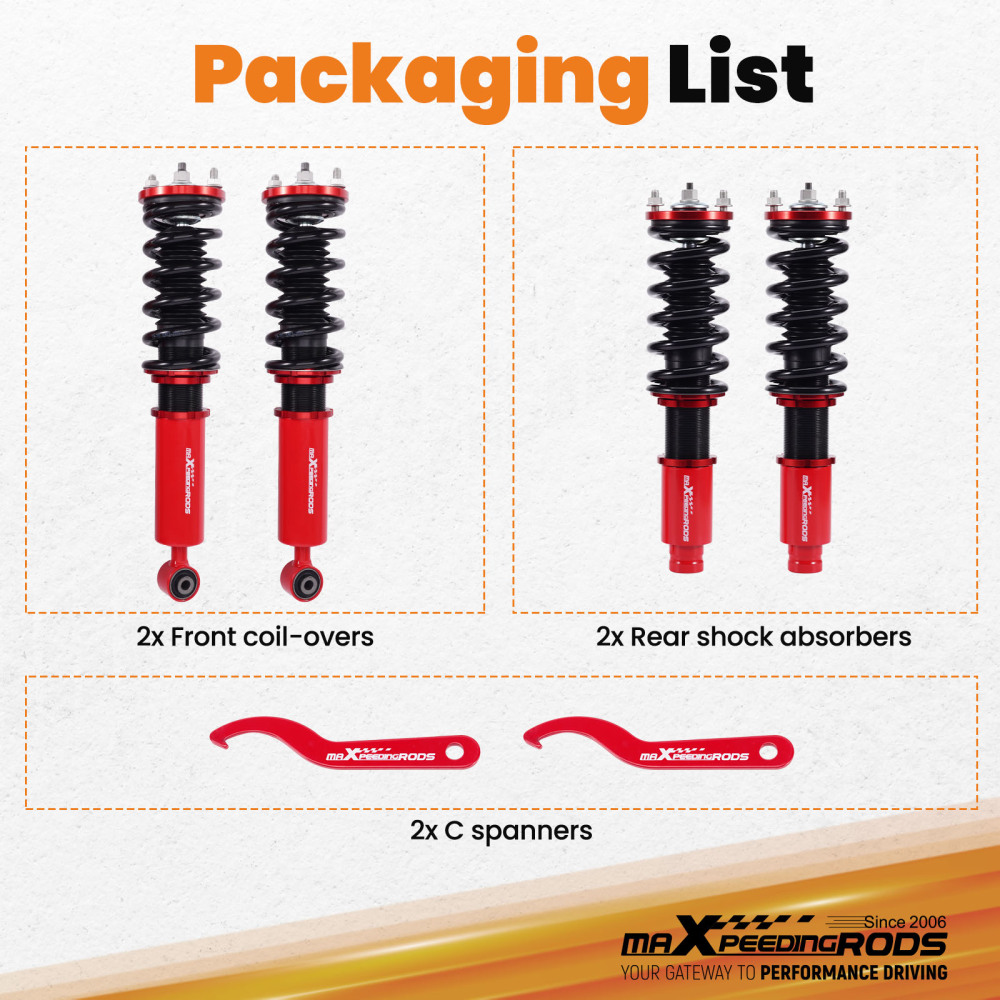 Compatible for Honda CRV 1996 1997 1998 1999 2000 2001 Front + Rear Damper BR Coilover Kits Lowering Kit