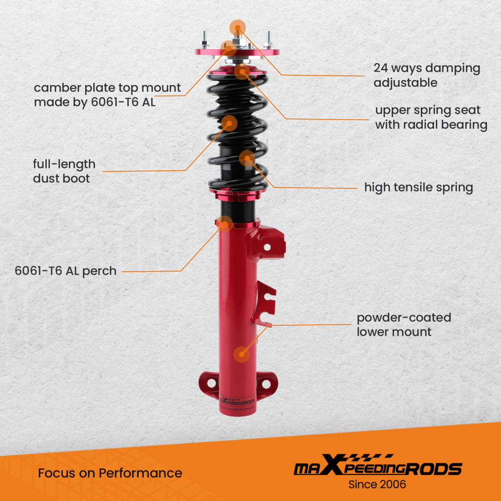 maXpeedingrods 24-Way Damper Adjustable Coilovers Kit compatible for BMW E36 3 Series