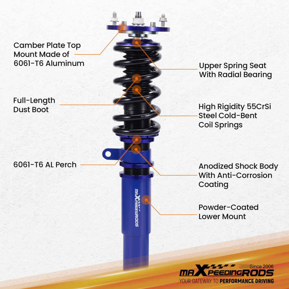 Suspensión de coilovers ajustables de alto rendimiento compatible para BMW 5er E39 96-03 Sedan