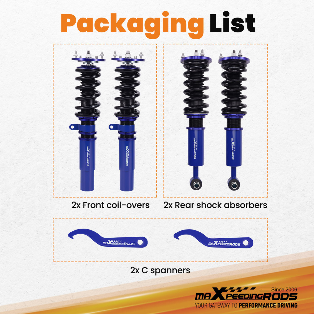 Suspensión de coilovers ajustables de alto rendimiento compatible para BMW 5er E39 96-03 Sedan