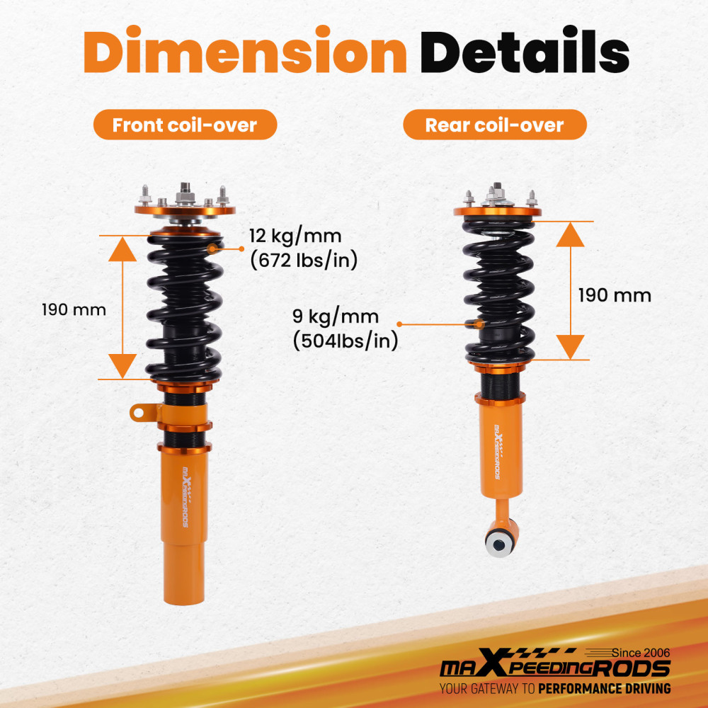 Kit de suspensión Coilover regulable / roscada compatible para BMW Serie 5 E39 Saloon 523i 2WD 1996-2003
