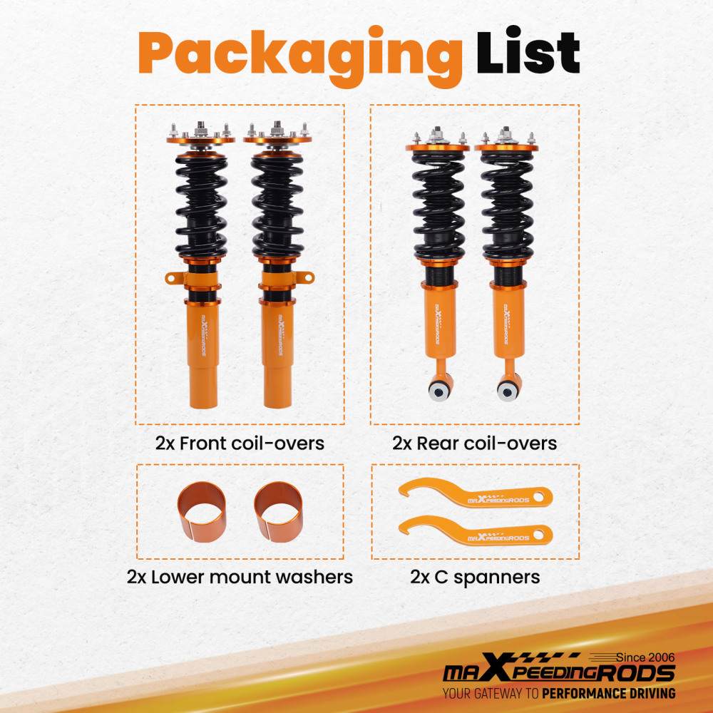 Kit de suspensión Coilover regulable / roscada compatible para BMW Serie 5 E39 Saloon 523i 2WD 1996-2003