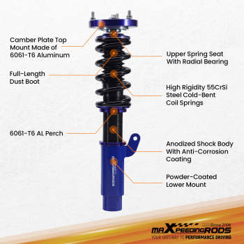 Performance Coilovers Kit compatible for BMW 3 Series E46 Saloon 1998-2005 Coupe Touring