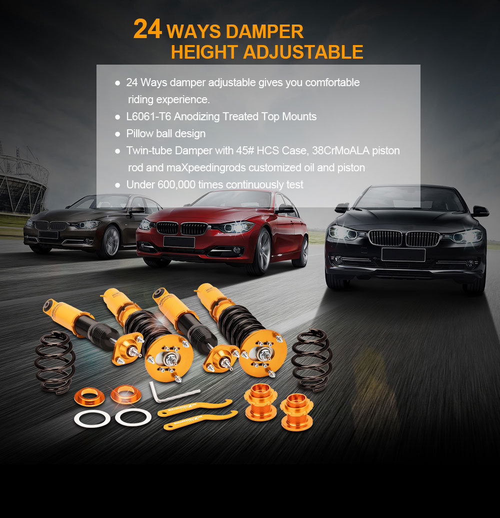 Compatible for BMW E46 3 Series 1998-2006 325i 330i Height And Damper Adjustable Coilover Suspension Kit Lowering Kit