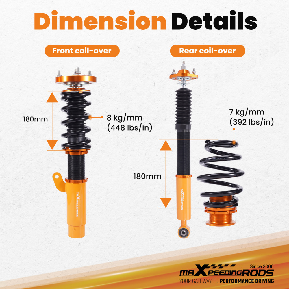 Compatible for BMW E46 3-Series 1998-2005 4pcs 24 Damper Adjustable Suspension Coilovers Shock Absorber kits Lowering Kit