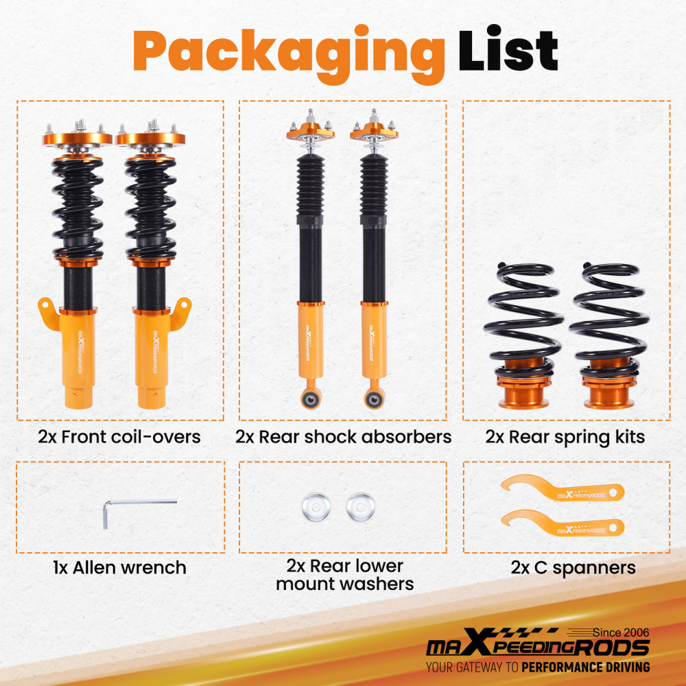 Compatible for BMW E46 3-Series 1998-2005 4pcs 24 Damper Adjustable Suspension Coilovers Shock Absorber kits Lowering Kit